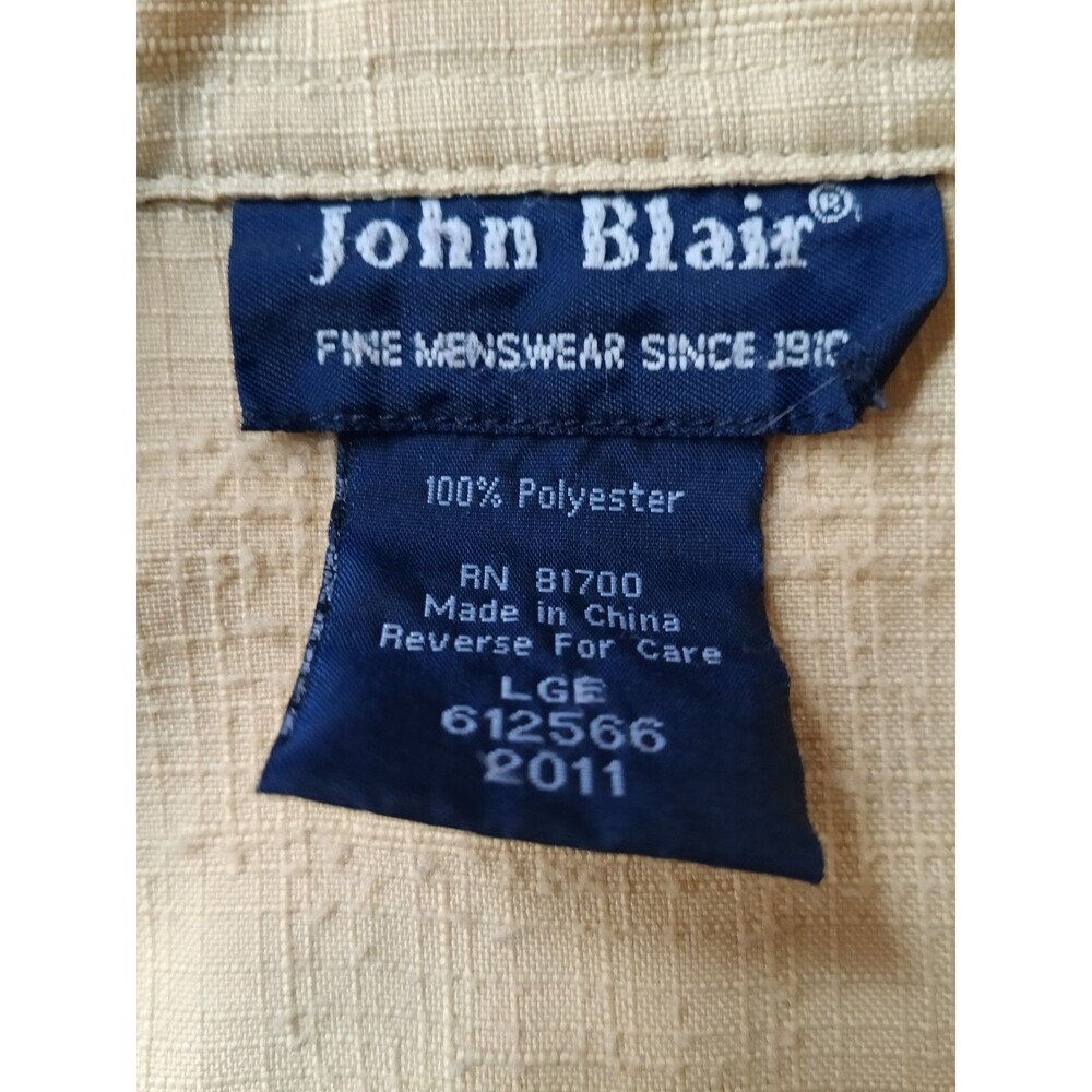 John Blair Men's Safari Outdoors Cargo Button Up Shirt Cream/Tan  Check Size (L) - Picture 8 of 9